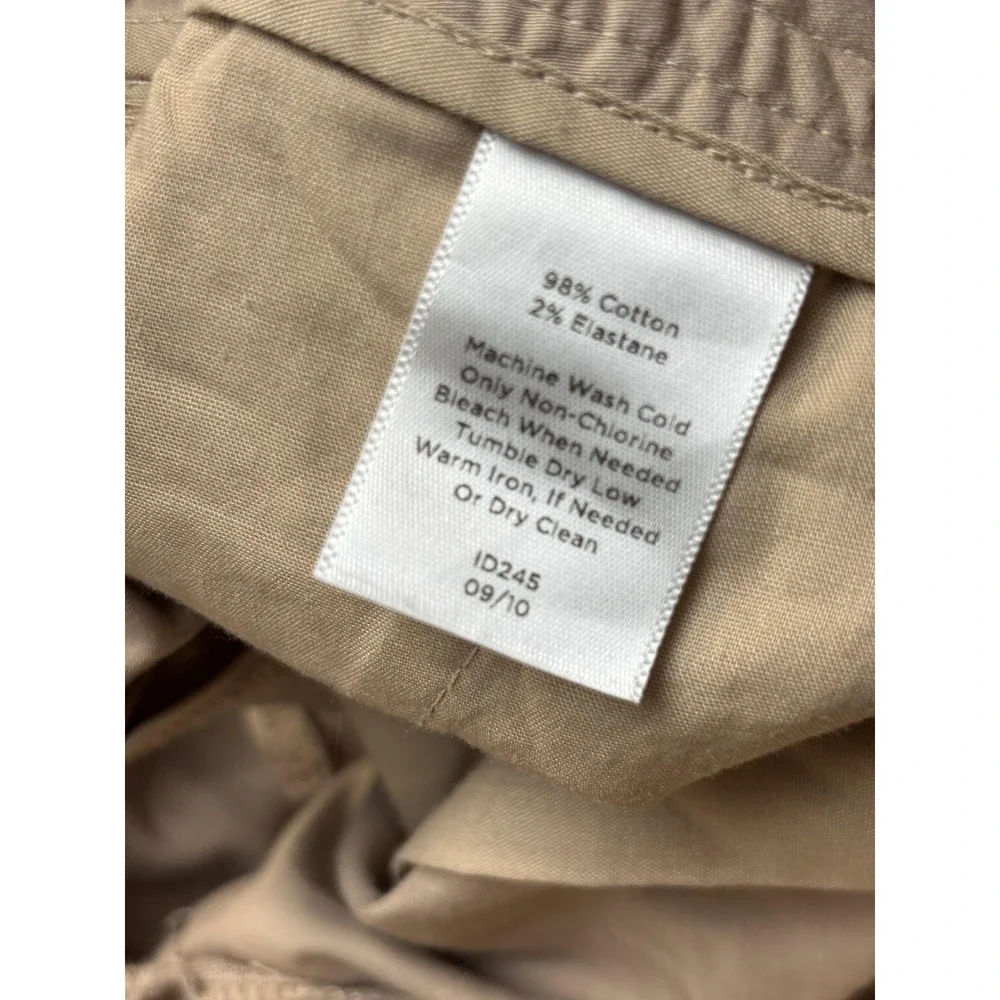 Talbots Shorts Womens 8P Beige Twill Chino Roll Cuff Tab Hem Stretch Casual
